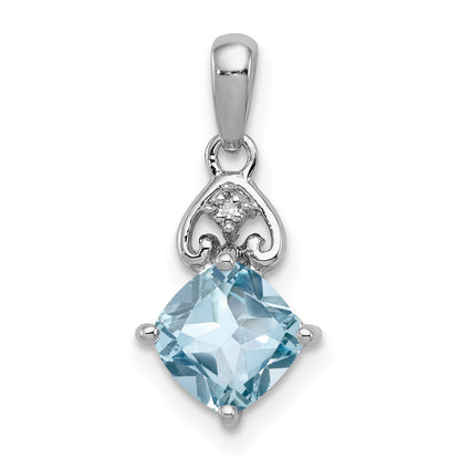 Sterling Silver Rhodium Plated Diamond And Light Swiss Bt Pendant