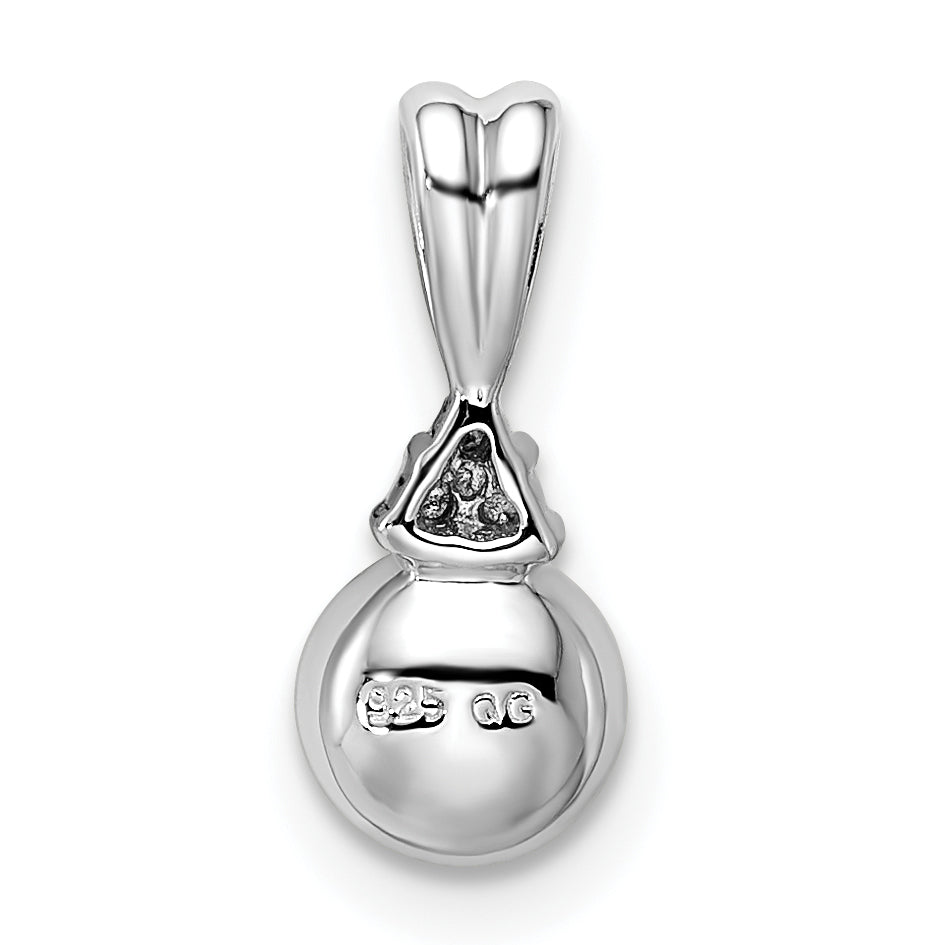 Sterling Silver Rhod Plated Diamond And Fw Cultured Pearl Pendant