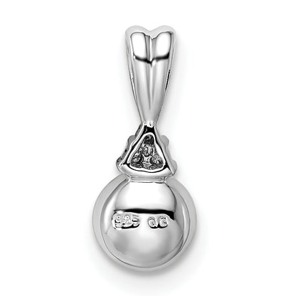 Sterling Silver Rhod Plated Diamond And Fw Cultured Pearl Pendant
