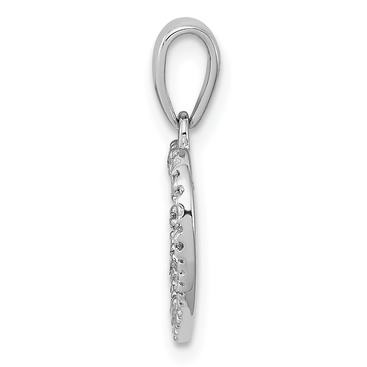 Sterling Silver Rhodium Plated Diamond Heart Pendant