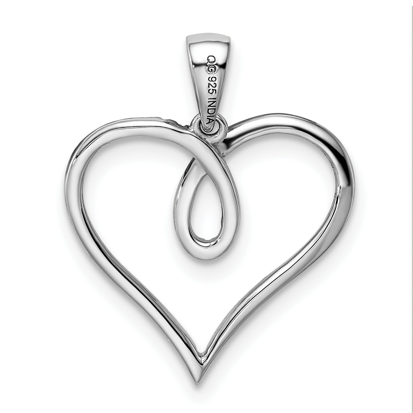 Sterling Silver Rhodium Diam. Heart Pendant
