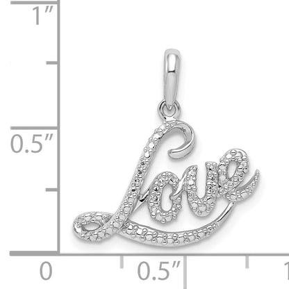 Sterling Silver Rhodium Plated Diamond Love Pendant