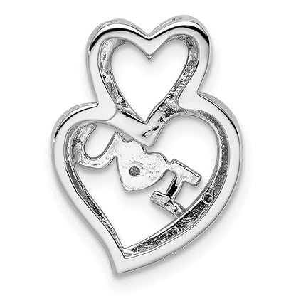 Sterling Silver Rhodium Diam.S Rose Gold Plated I Heart U Pendant