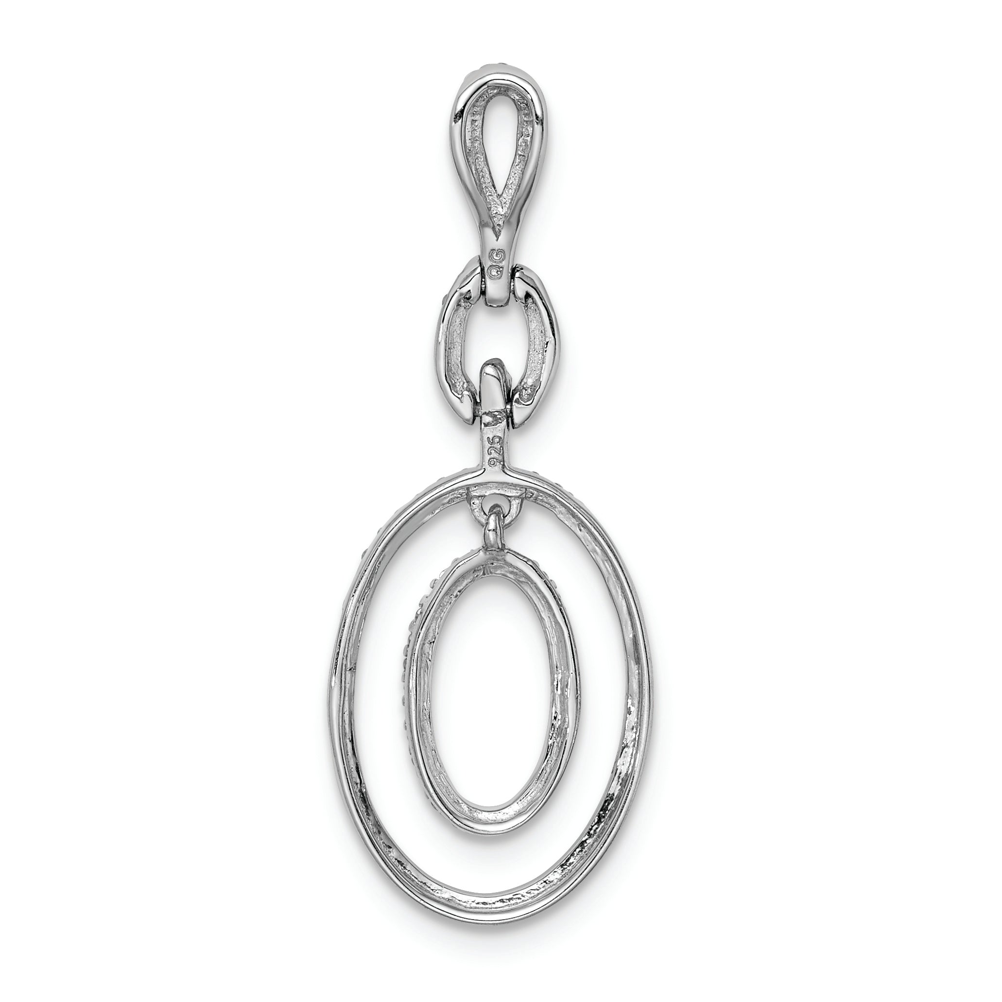 Sterling Silver Rhodium Diam. Oval Pendant