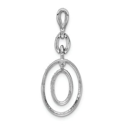 Sterling Silver Rhodium Diam. Oval Pendant