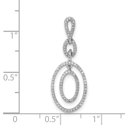 Sterling Silver Rhodium Diam. Oval Pendant
