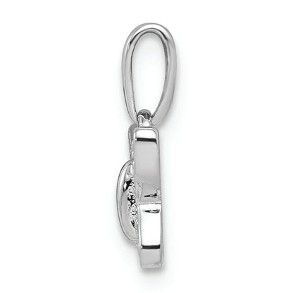 Sterling Silver Rhodium Plated Diamond Butterfly Pendant