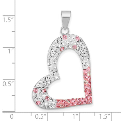 Sterling Silver Pink & White Preciosa Crystal Heart Pendant