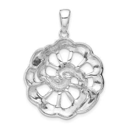 Sterling Silver Antiqued Marcasite Floral Pendant