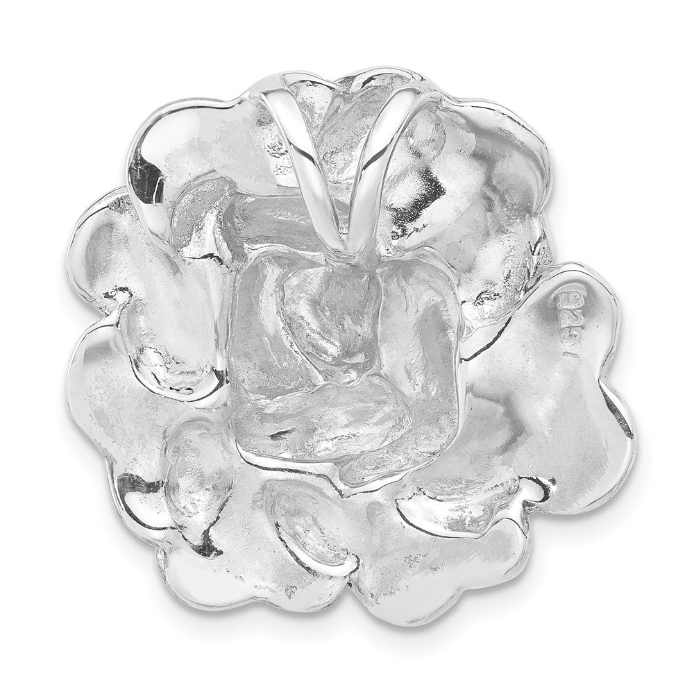 Sterling Silver Antiqued Marcasite Flower Chain Slide Pendant