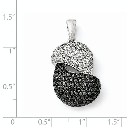 Sterling Silver & Black Rhodium White Cz Pendant