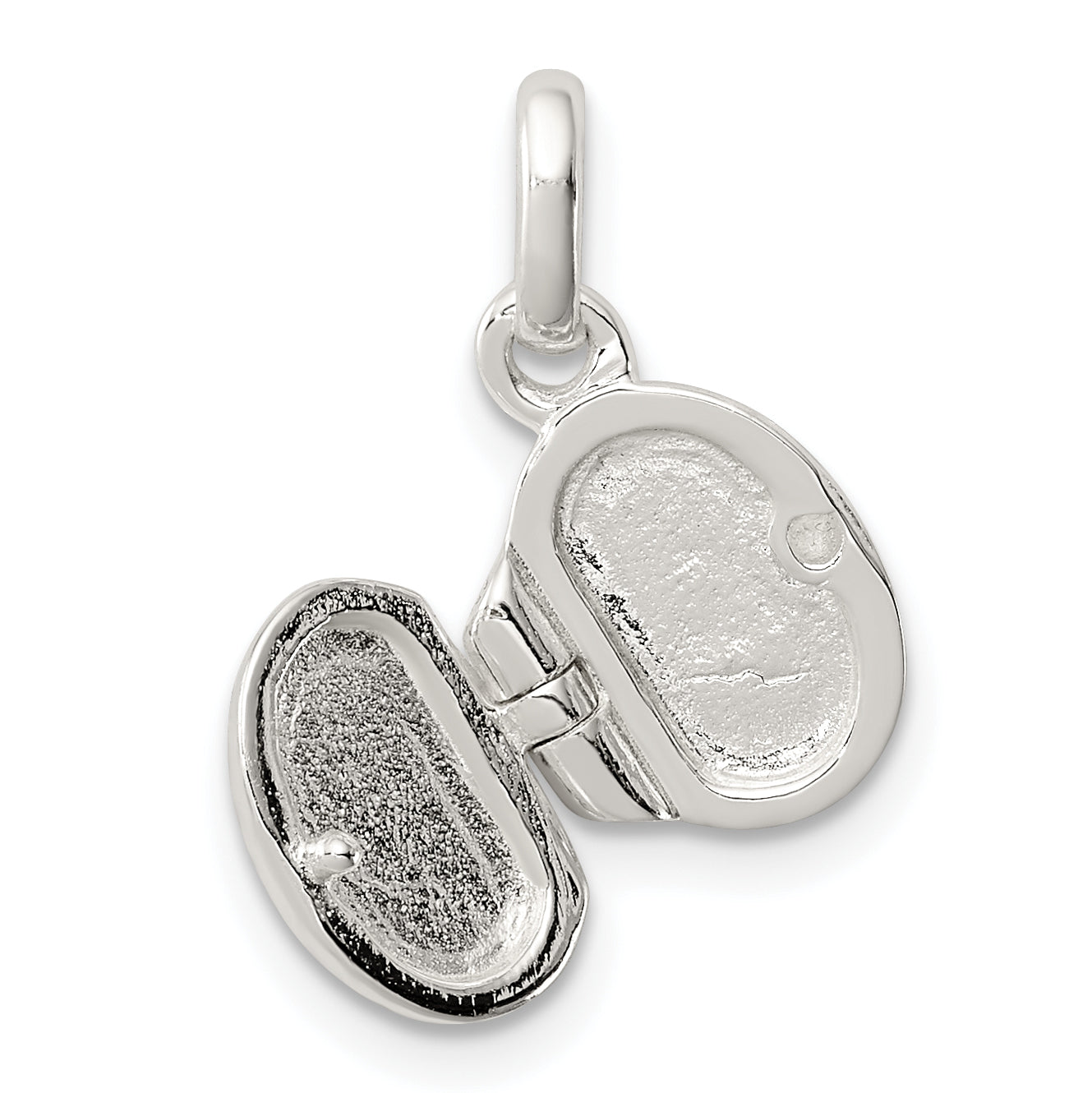 Sterling Silver Polished Pink Enamel Clover Oval Locket Children'S Pendant