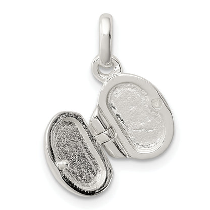 Sterling Silver Polished Pink Enamel Clover Oval Locket Children'S Pendant