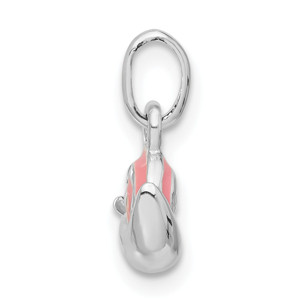 Sterling Silver Pink Enamel Snail Kid'S Pendant