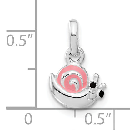 Sterling Silver Pink Enamel Snail Kid'S Pendant