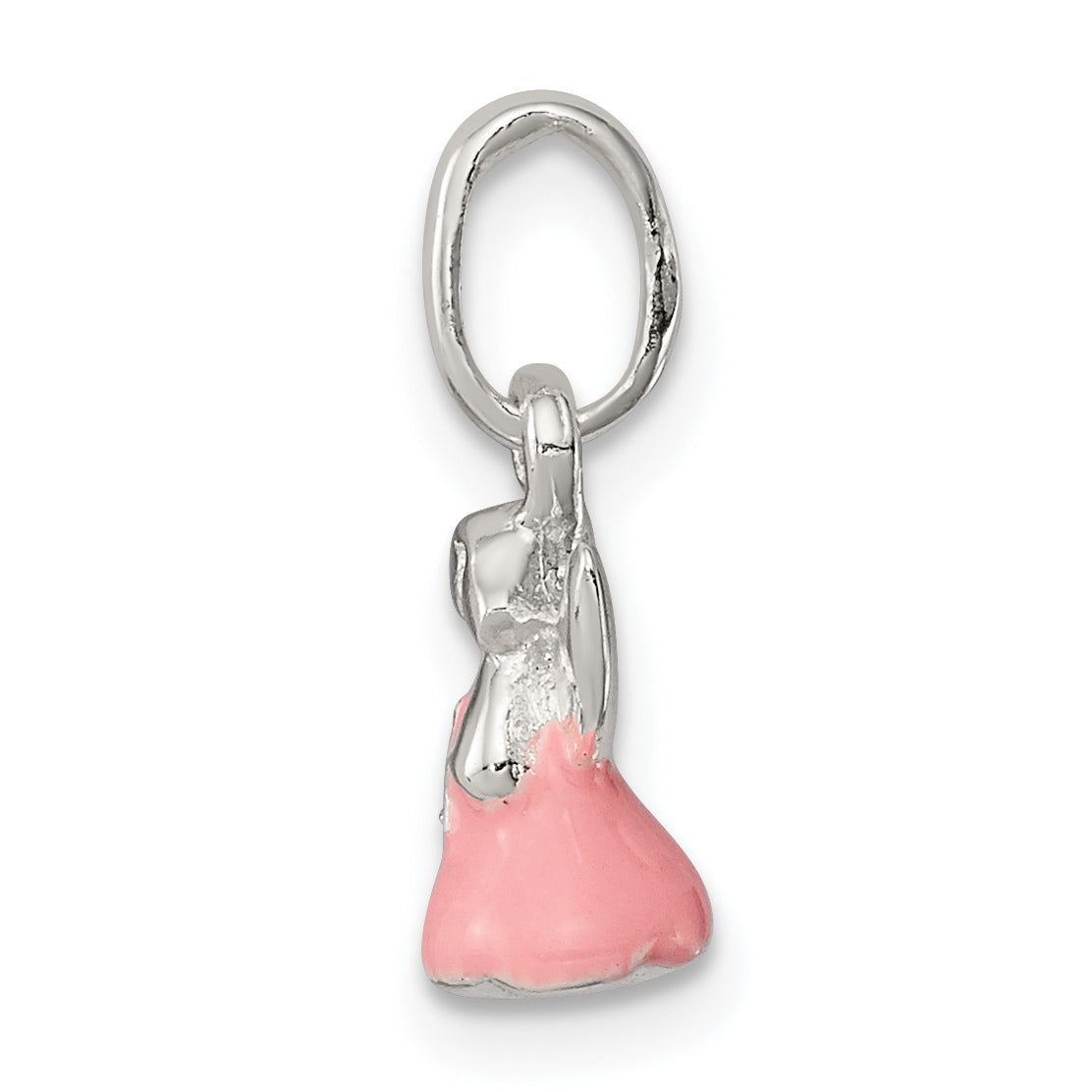 Sterling Silver Pink Enamel Angel Kid'S Pendant