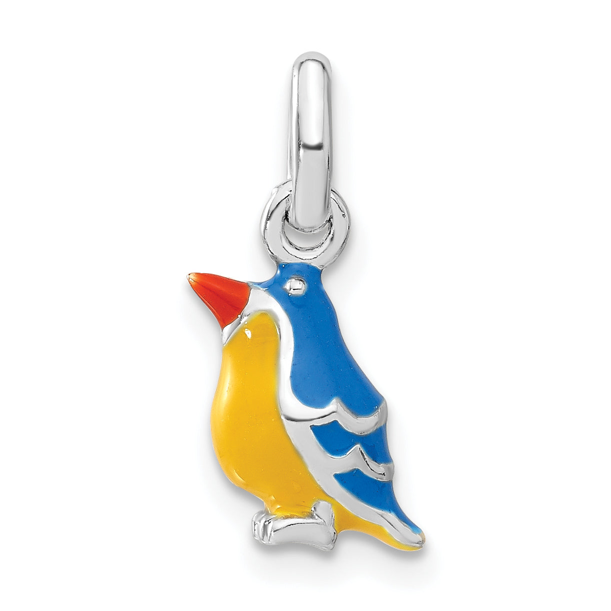 Sterling Silver 3D Enamel Bird Kid'S Pendant