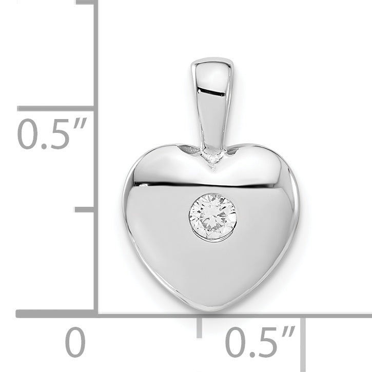 Sterling Silver Polished Cz Heart Pendant