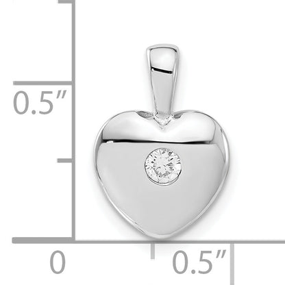 Sterling Silver Polished Cz Heart Pendant