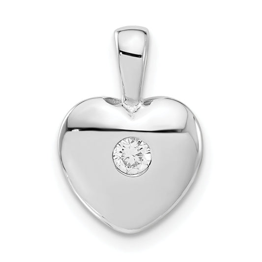 Sterling Silver Polished Cz Heart Pendant