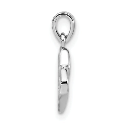 Sterling Silver Polished & Satin Cz Open Heart Pendant