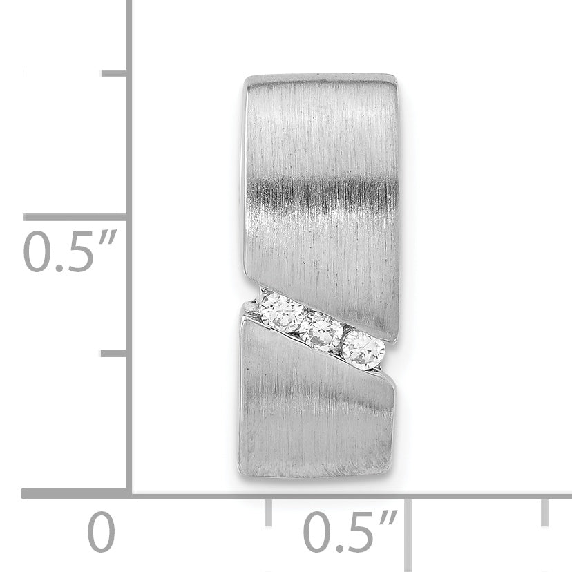 Sterling Silver Brushed Cz Slide