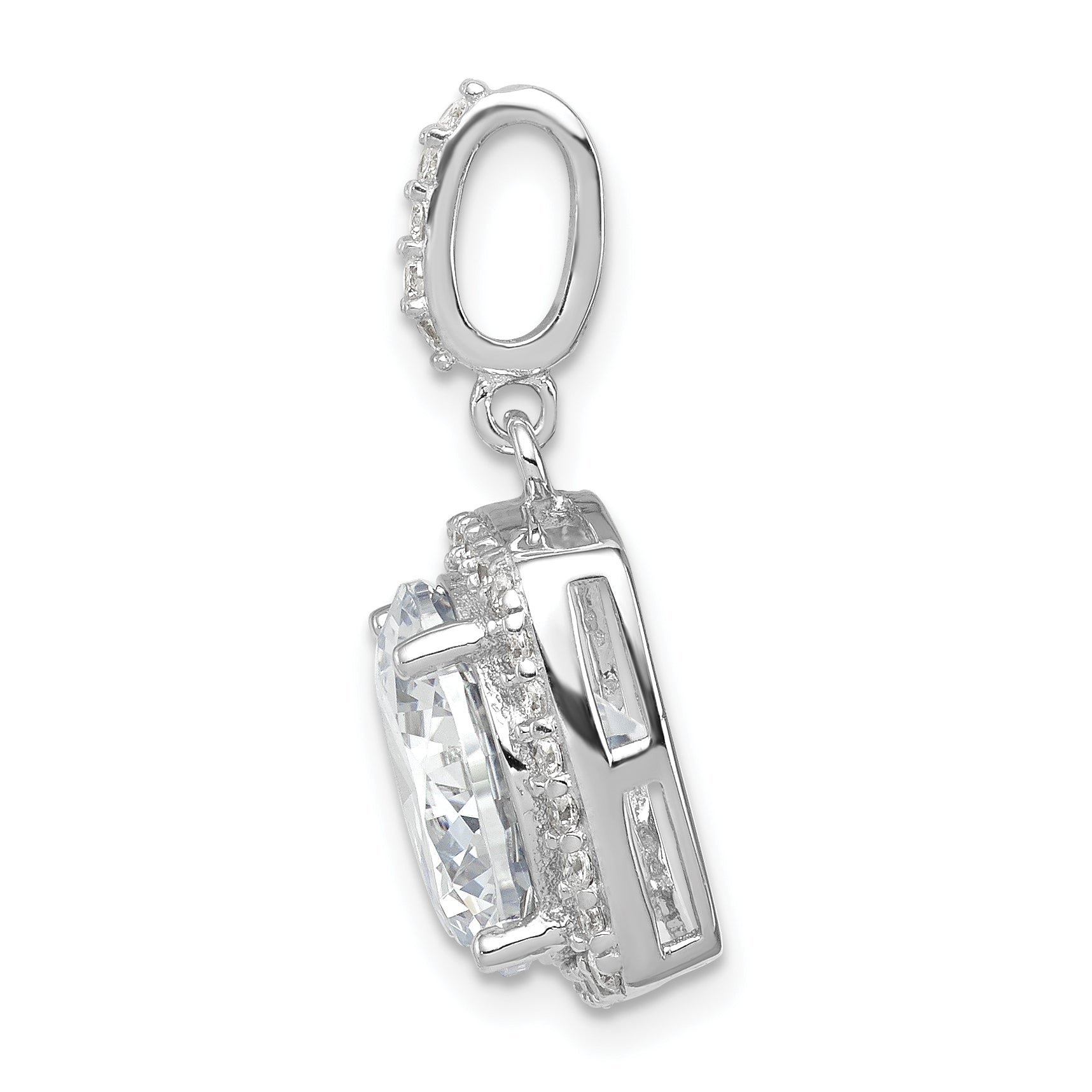 Sterling Silver Rhodium-Plated Polished Cz Pendant