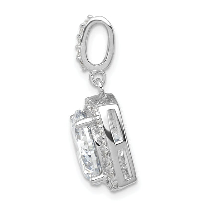 Sterling Silver Rhodium-Plated Polished Cz Pendant