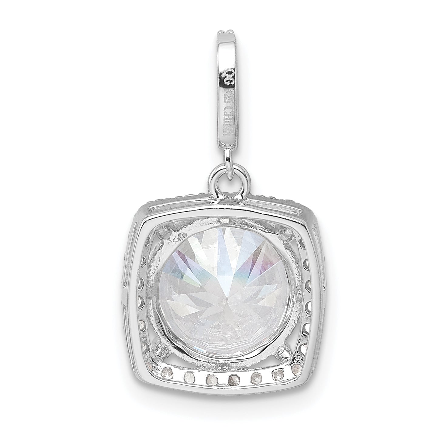 Sterling Silver Rhodium-Plated Polished Cz Pendant