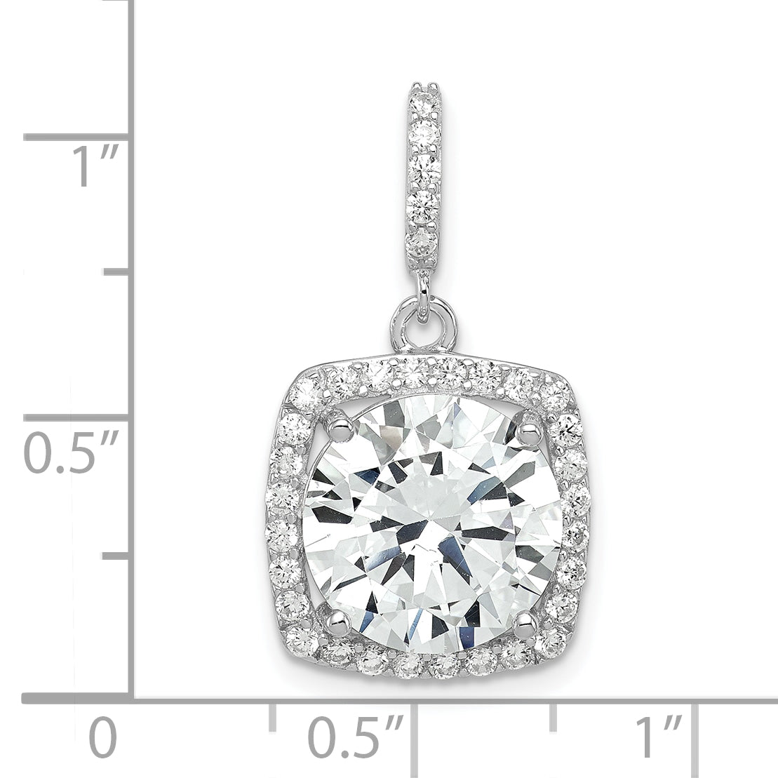 Sterling Silver Rhodium-Plated Polished Cz Pendant