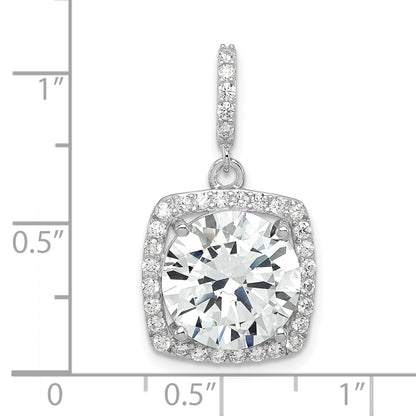 Sterling Silver Rhodium-Plated Polished Cz Pendant