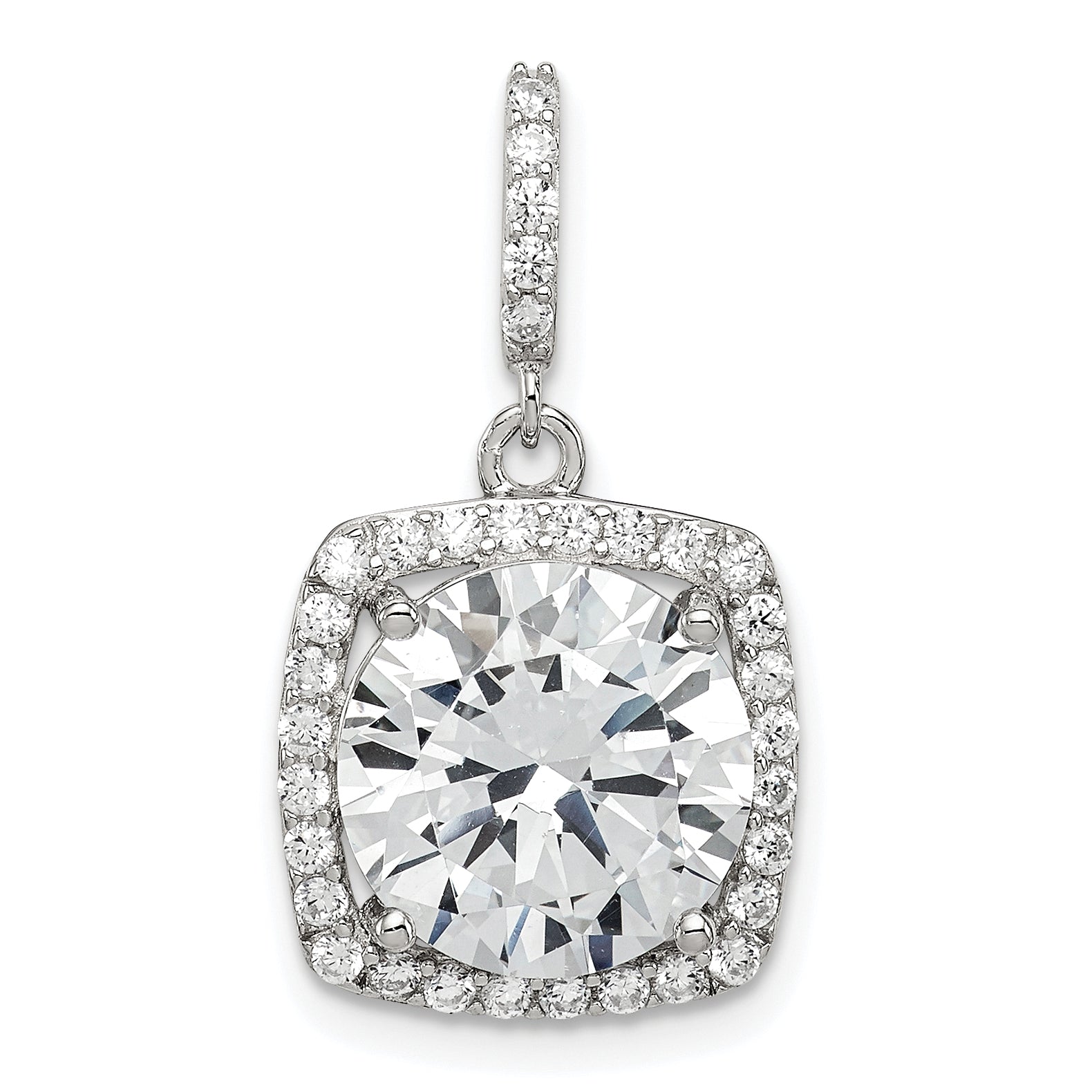 Sterling Silver Rhodium-Plated Polished Cz Pendant