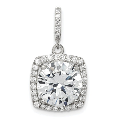 Sterling Silver Rhodium-Plated Polished Cz Pendant