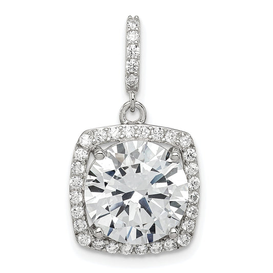 Sterling Silver Rhodium-Plated Polished Cz Pendant