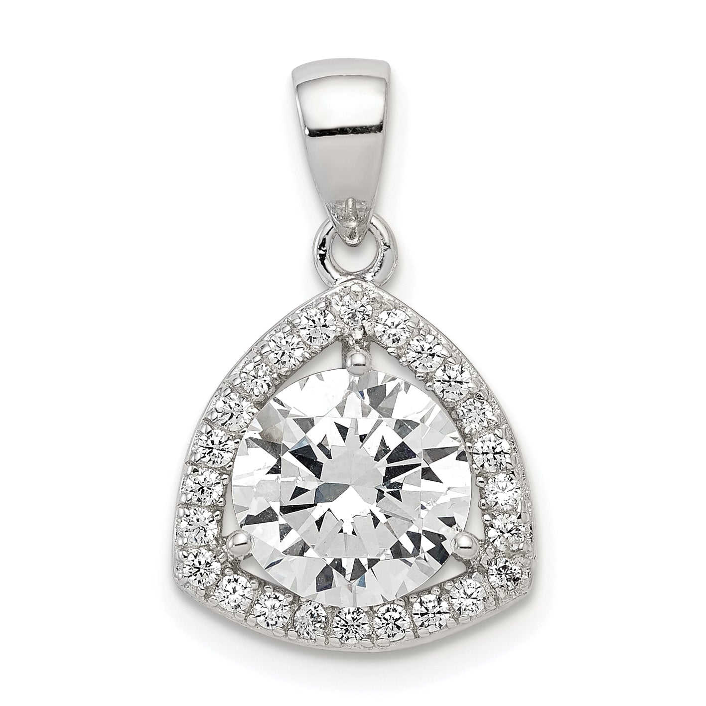 Sterling Silver Rhodium-Plated Polished Cz Pendant