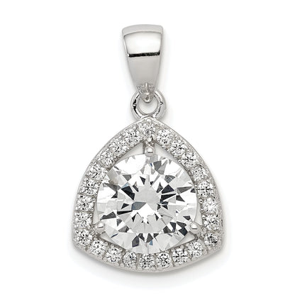 Sterling Silver Rhodium-Plated Polished Cz Pendant