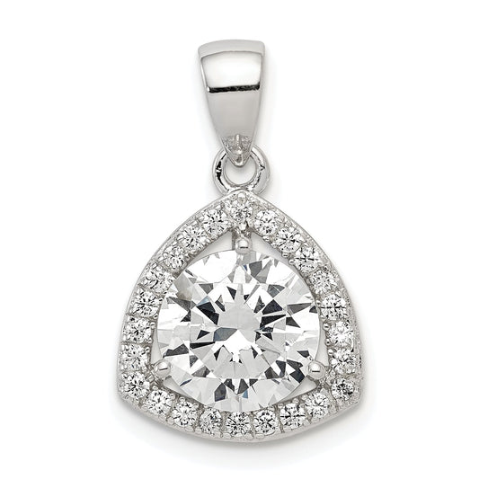 Sterling Silver Rhodium-Plated Polished Cz Pendant