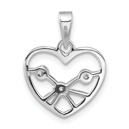 Sterling Silver Polished Cz Heart Pendant
