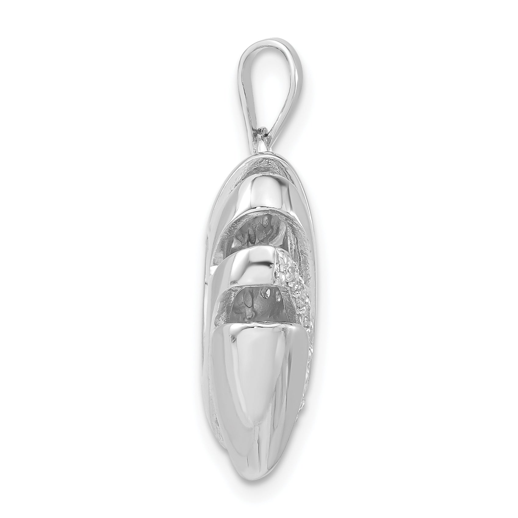 Sterling Silver Polished Cz Cut-Out Hollow Heart Pendant