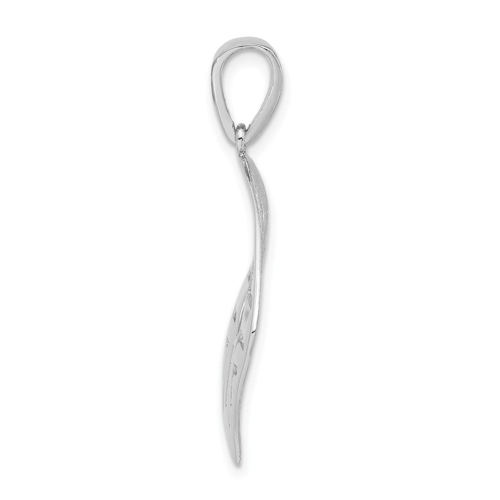 Sterling Silver Rhodium-Plated Scratch Finish Square Cutout Pendant