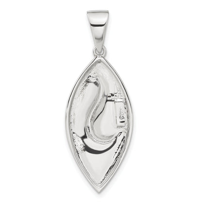 Sterling Silver Rhodium-Plated Polished & Satin Fancy Pendant