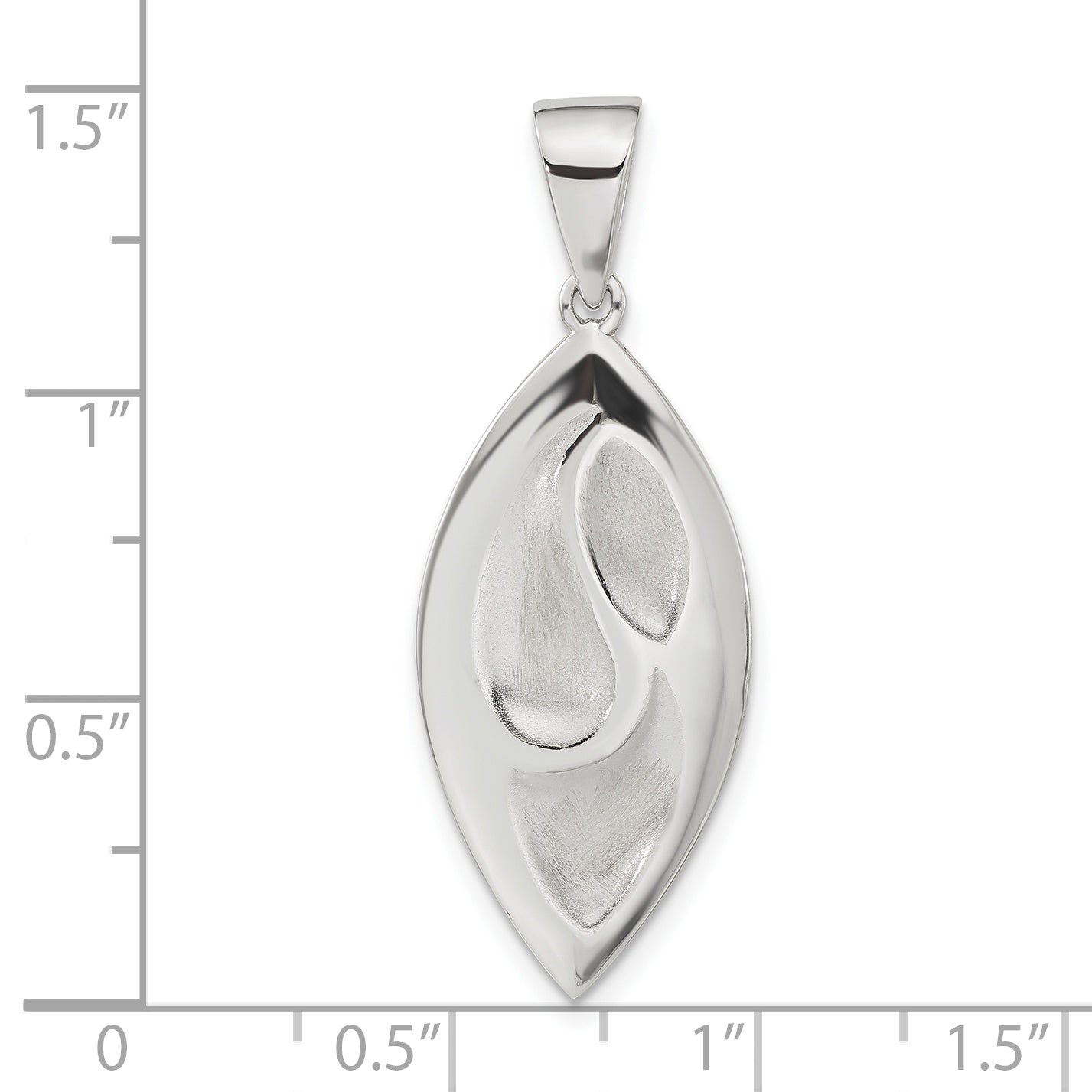 Sterling Silver Rhodium-Plated Polished & Satin Fancy Pendant