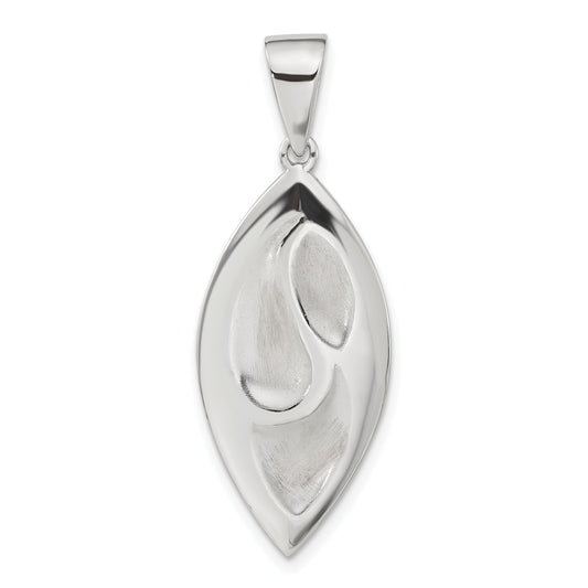 Sterling Silver Rhodium-Plated Polished & Satin Fancy Pendant