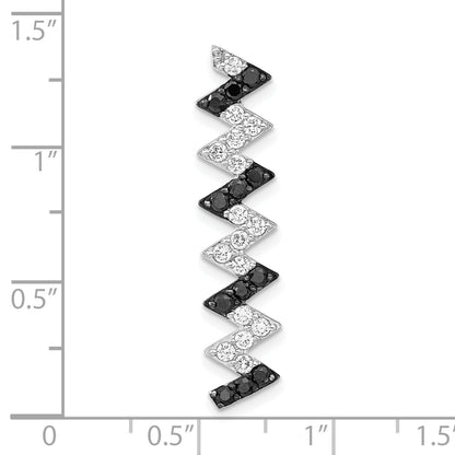 Sterling Silver Black & White Cz Chain Slide