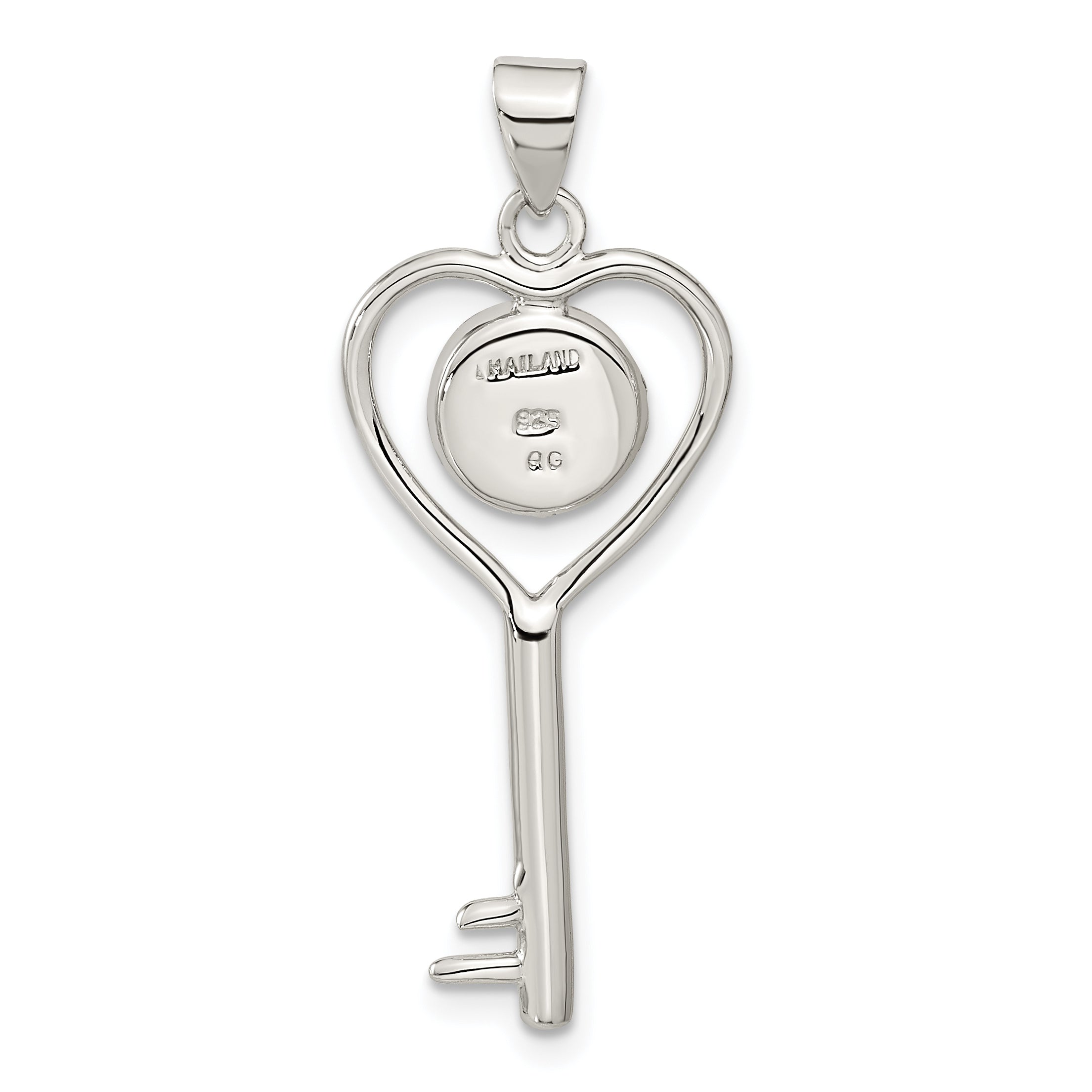 Sterling Silver Polished Shiva Eye In Heart Key Pendant
