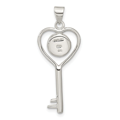 Sterling Silver Polished Shiva Eye In Heart Key Pendant