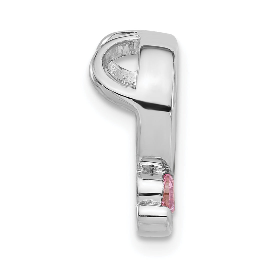 Sterling Silver Polished Green, Yellow & Pink Cz Circle Chain Slide