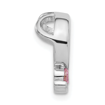 Sterling Silver Polished Green, Yellow & Pink Cz Circle Chain Slide