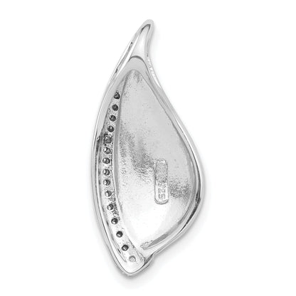Sterling Silver Polished & Satin Cz Fancy Chain Slide Pendant