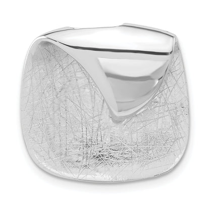 Sterling Silver Polished & Textured Folded Square Chain Slide Pendant